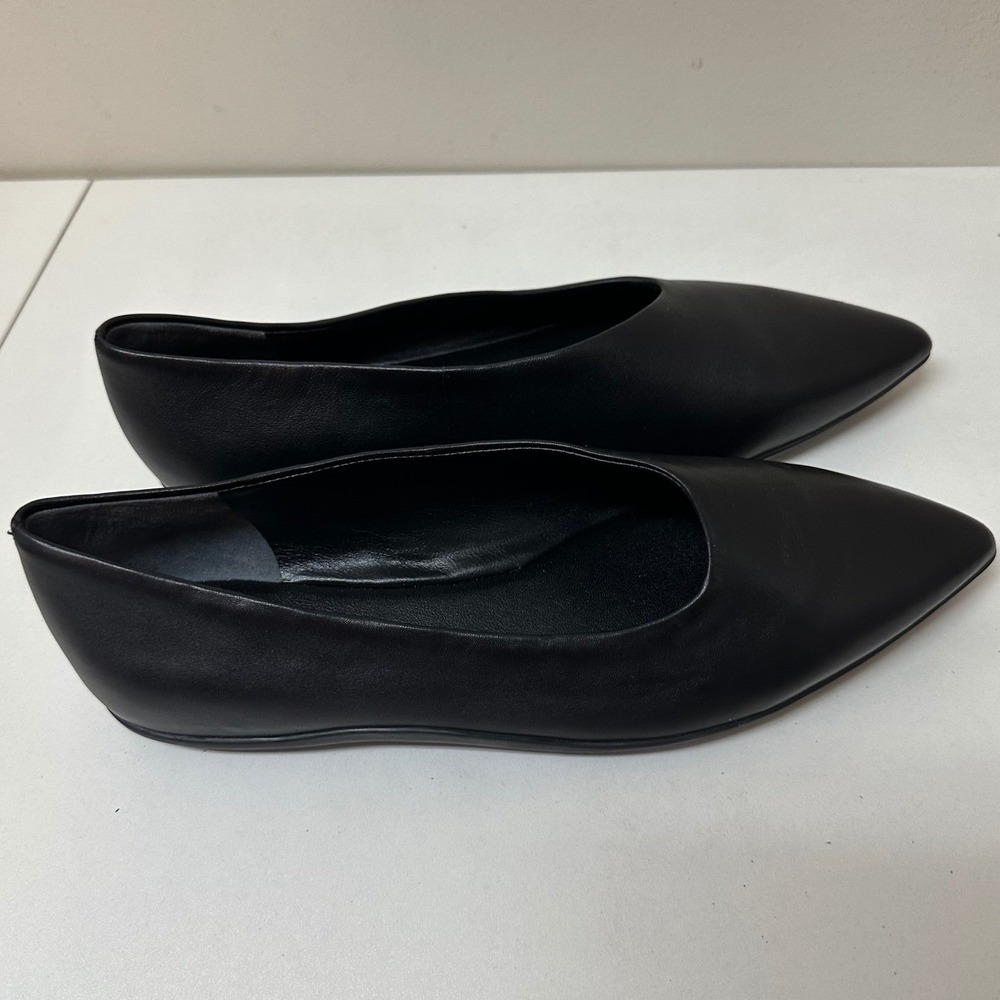 Vince Lex Black Leather Pointed Toe Ballet Flats Womens 8.5 M EUR 38.5 - Picture 4 of 8